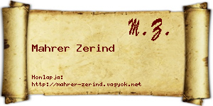 Mahrer Zerind névjegykártya